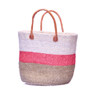 Tasche in Natur Pink Weiss