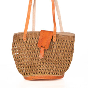 natur Tragtasche mit Lederboden