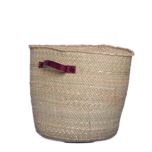 Stroh Planter mit Ledergriffe