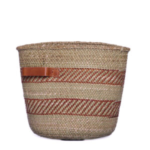 Stroh Planter mit Ledergriffe