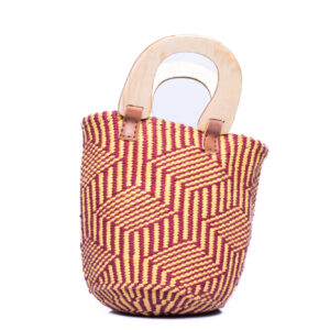 Rot gelbe Tribal Tasche mit Holzgriffe