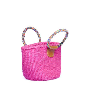 Kleine pinke Handtasche mit Perlengriffe