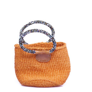 Kleine orange Handtasche mit Perlengriffe